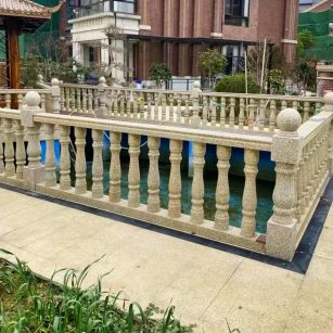 赣州黄金麻花岗岩石材栏杆，扶手，将军柱，花瓶柱