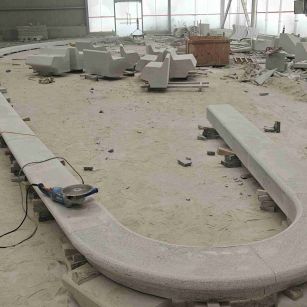 赣州 芝麻白花岗岩弧形花坛石，坐凳石