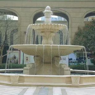 赣州 黄金麻花岗岩异型加工——户外庭院石雕流水喷泉