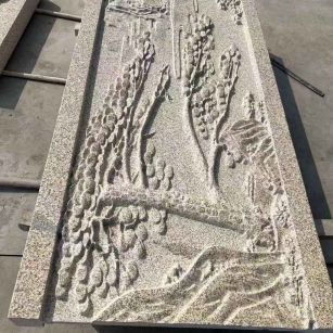 赣州 黄金麻雕刻板浮雕迎客松