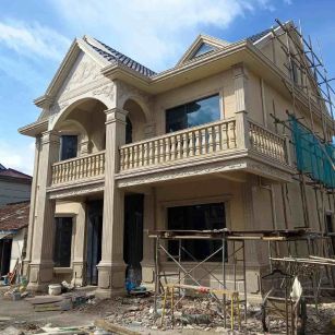 赣州 黄金麻花岗岩石材私人别墅雕花门楼柱阳台栏杆