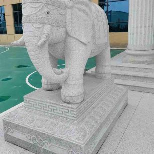 赣州 白麻花岗岩动物异形石雕-大象