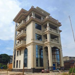 赣州 黄金麻花岗岩石材别墅外墙干挂搭配（雕花栏杆花瓶柱门楼罗马柱）