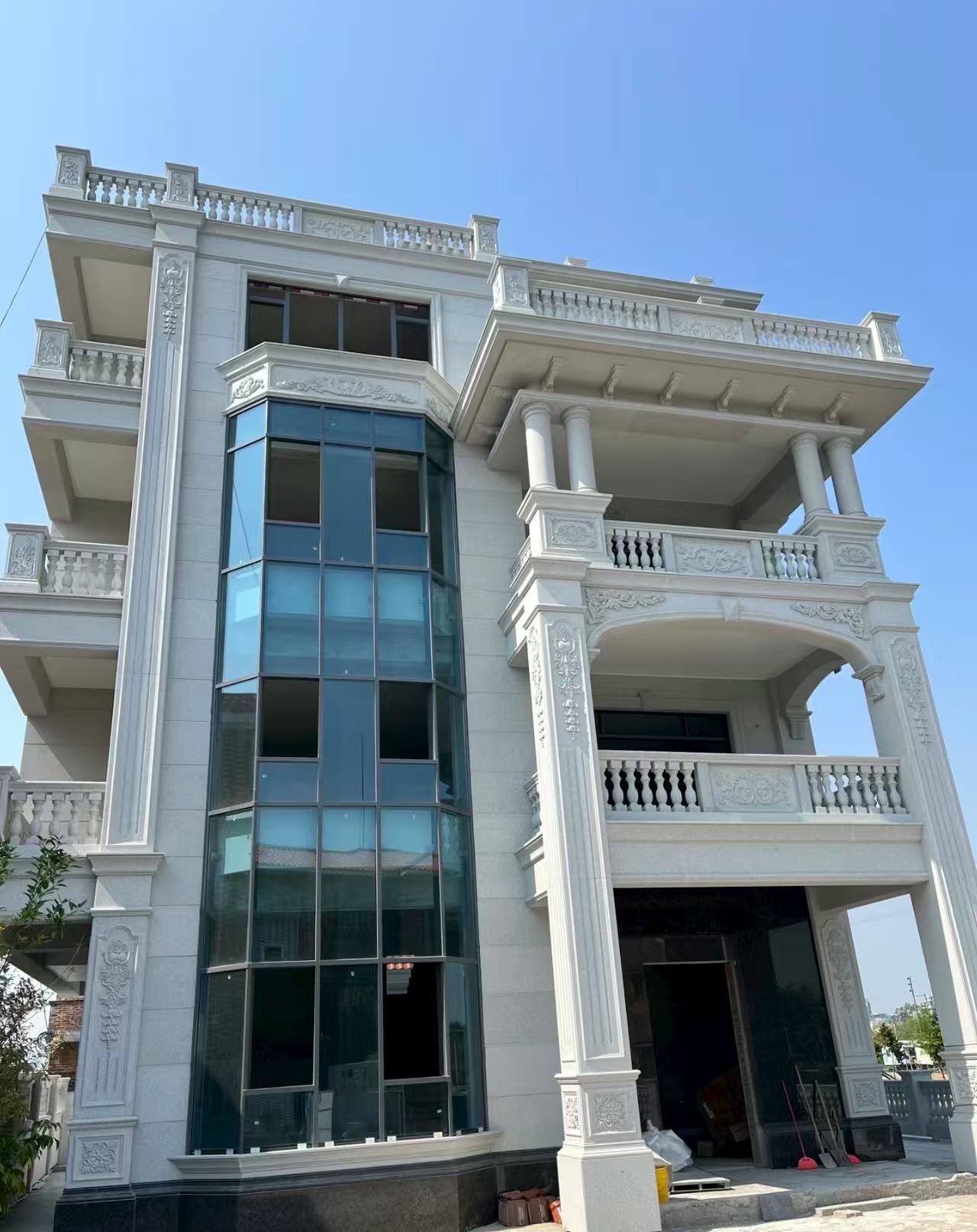 赣州 白麻花岗岩别墅外墙干挂效果展示