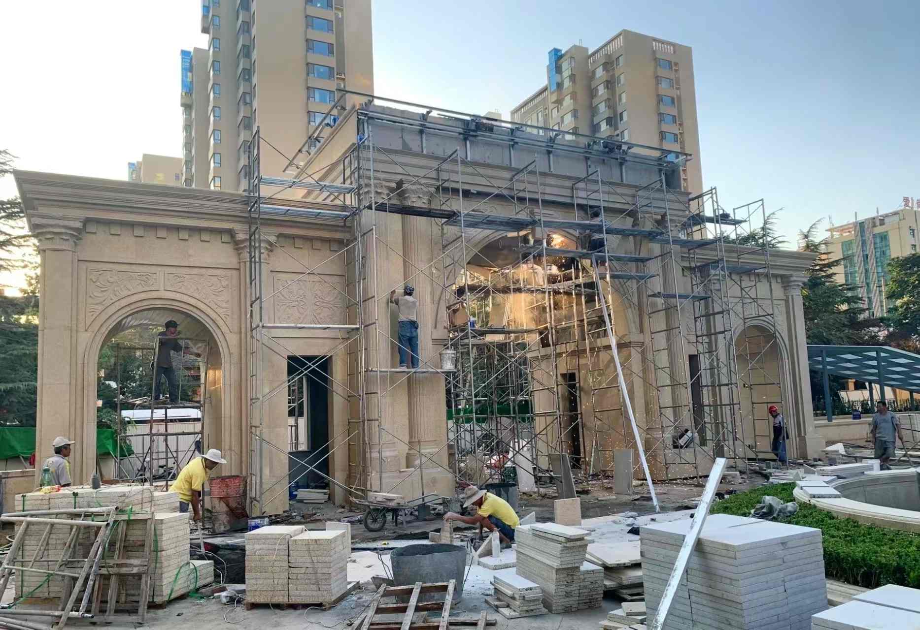 赣州 黄金麻荔枝面花岗岩小区门楼外墙干挂