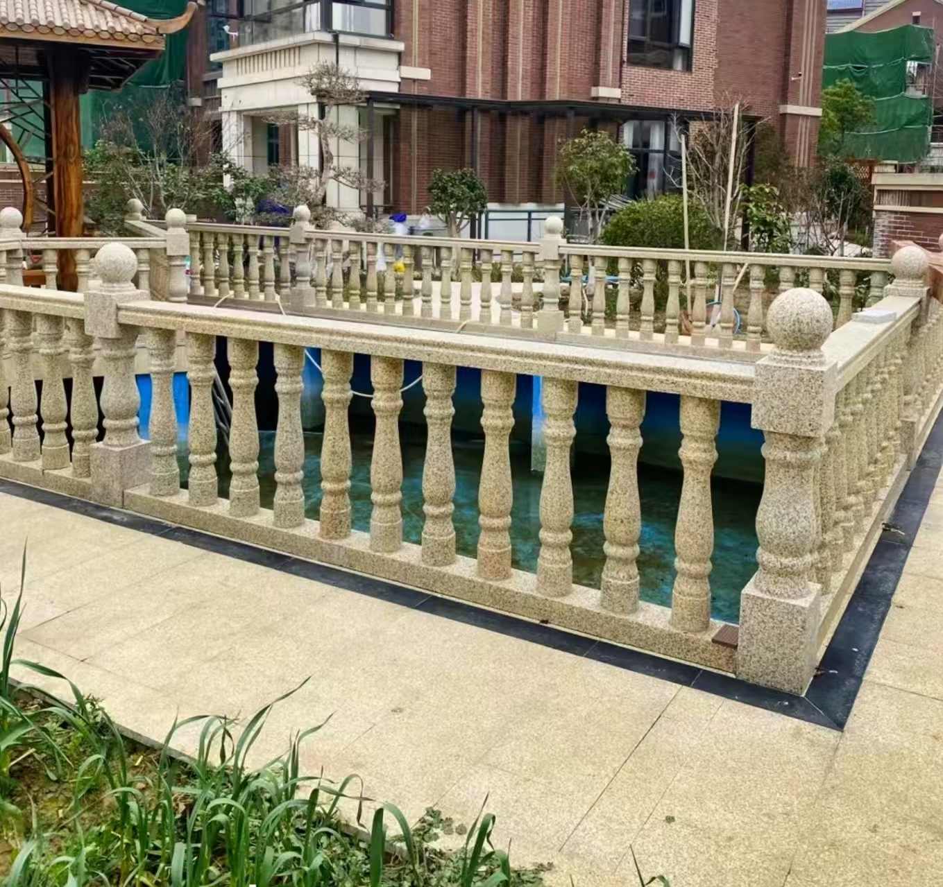 赣州黄金麻花岗岩石材栏杆，扶手，将军柱，花瓶柱