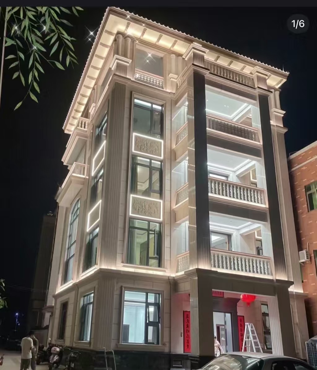 赣州 芝麻白花岗岩别墅外墙夜间效果