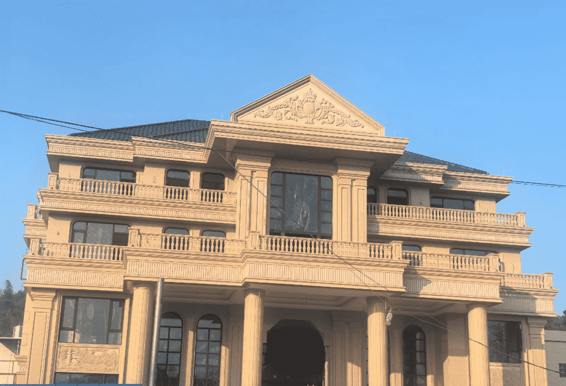 赣州黄金麻别墅外墙干挂石材效果示例